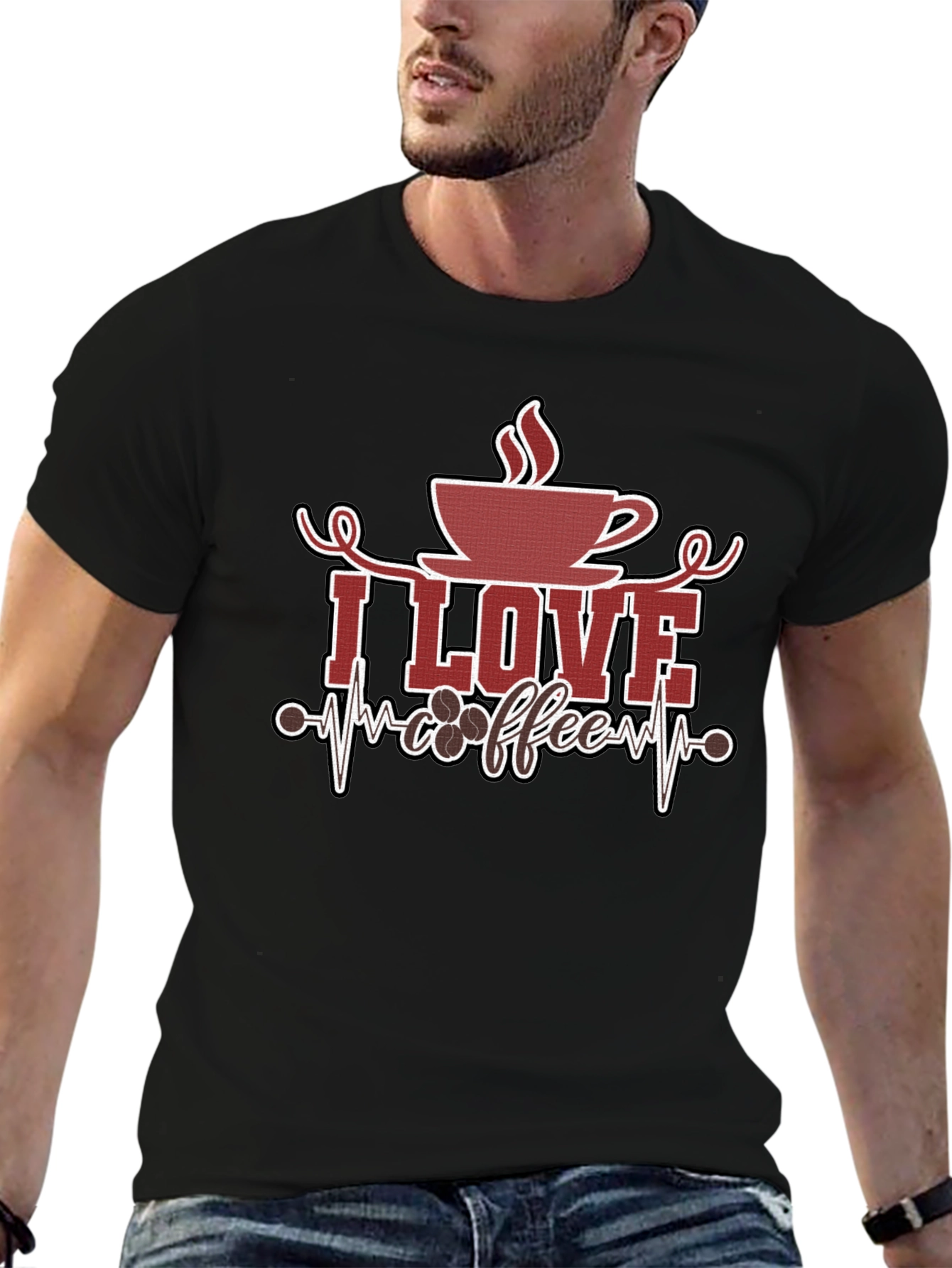 I Love Coffee Graphic Tee - Black