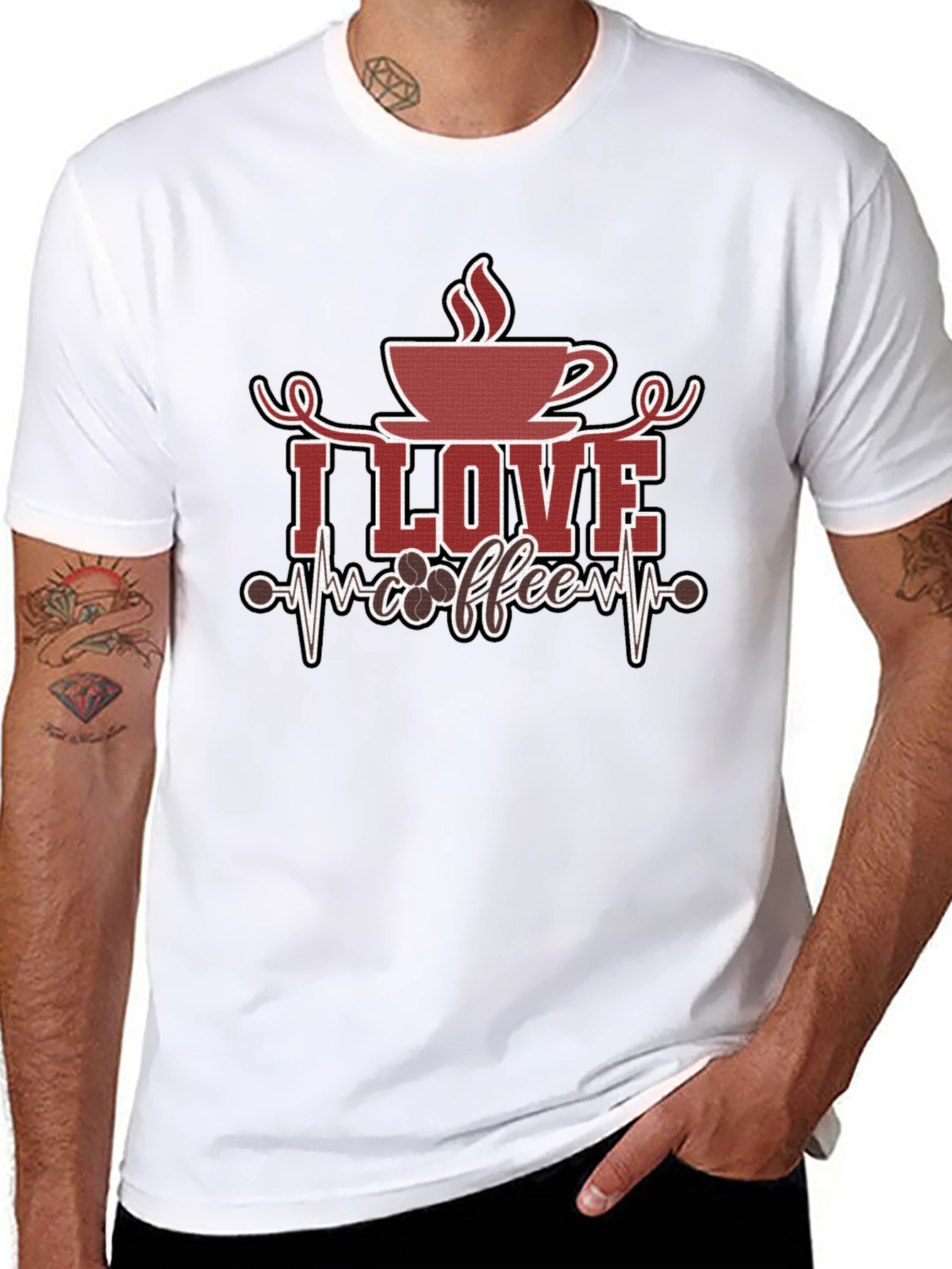 I Love Coffee Graphic Tee - Black