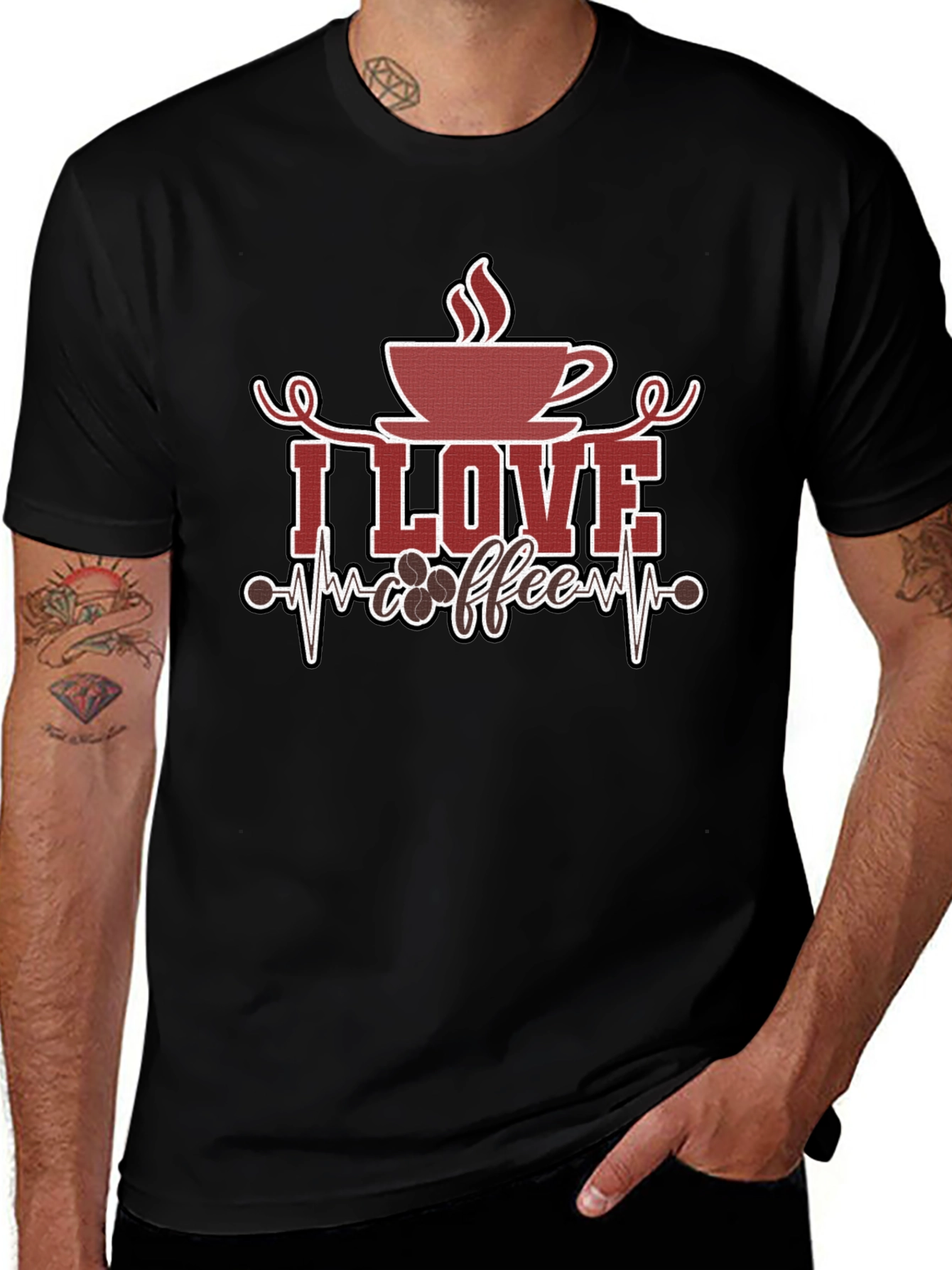 I Love Coffee Graphic Tee - Black