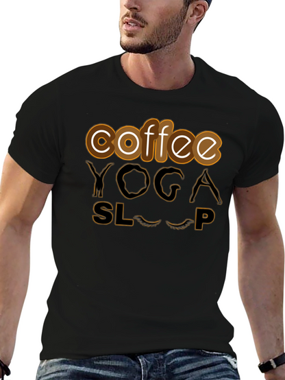 Coffee Yoga Sleep T-Shirt Funny Relaxing Tee