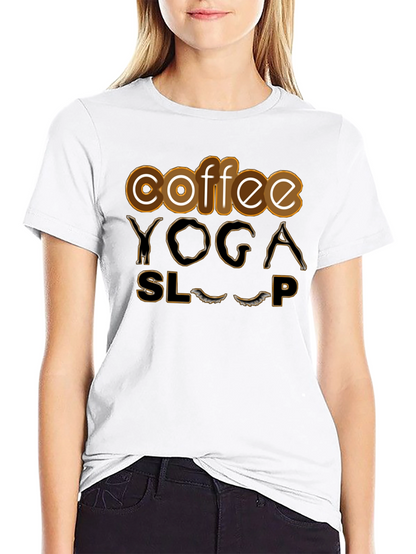 Coffee Yoga Sleep T-Shirt Funny Relaxing Tee