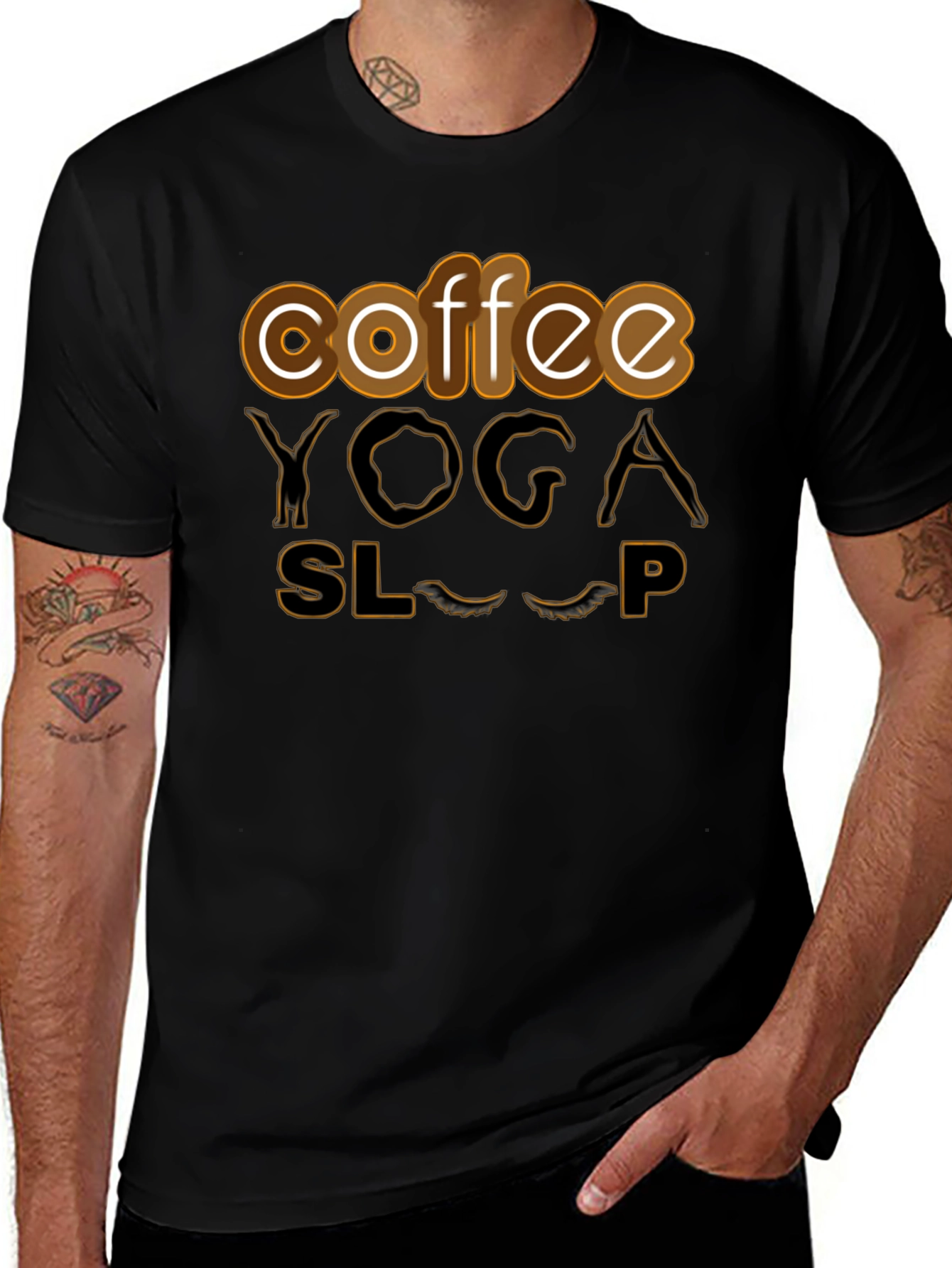 Coffee Yoga Sleep T-Shirt Funny Relaxing Tee