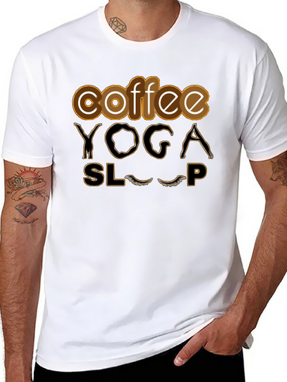 Coffee Yoga Sleep T-Shirt Funny Relaxing Tee