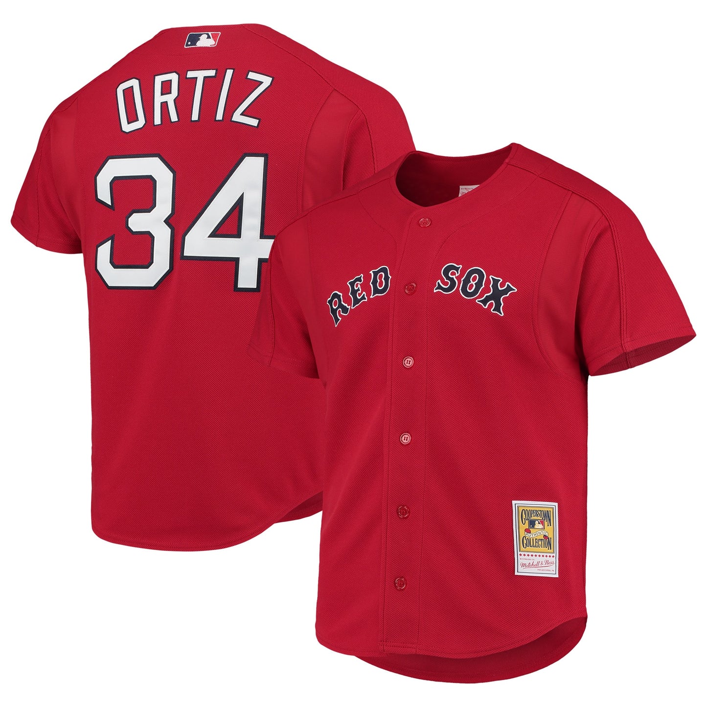 David Ortiz Boston Red Sox Mitchell &amp;amp; Ness Cooperstown Collection Mesh Batting Practice Button-Up Jersey - Red