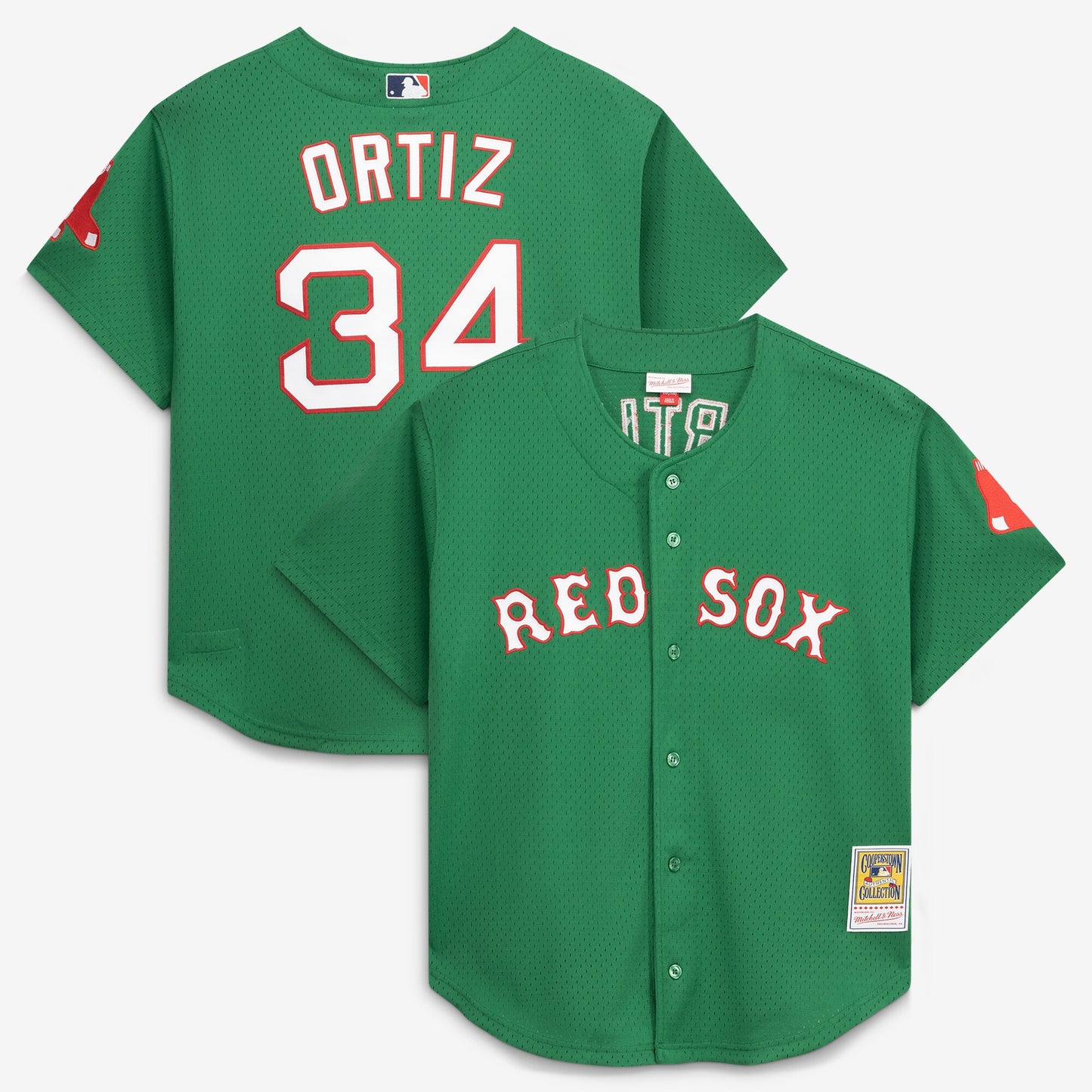 David Ortiz Boston Red Sox Mitchell &amp;amp; Ness Cooperstown Collection Mesh Batting Practice Jersey - Kelly Green