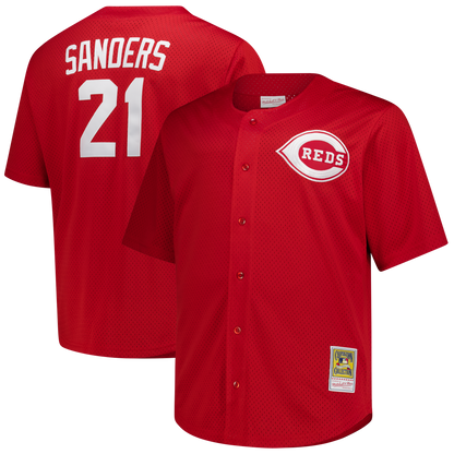 Deion Sanders Cincinnati Reds Mitchell &amp;amp; Ness Big &amp;amp; Tall Cooperstown Mesh Batting Practice Jersey - Red