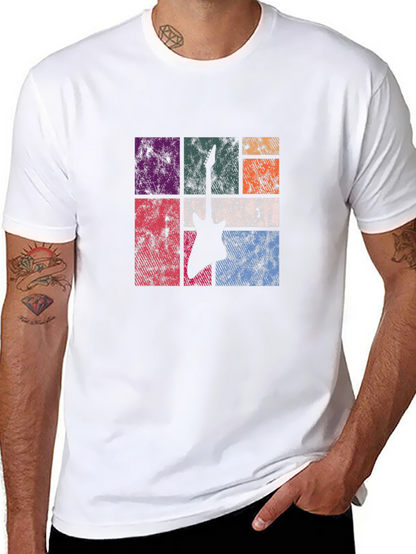 Retro Guitar Graphic Tee - Black Cotton T-Shirt