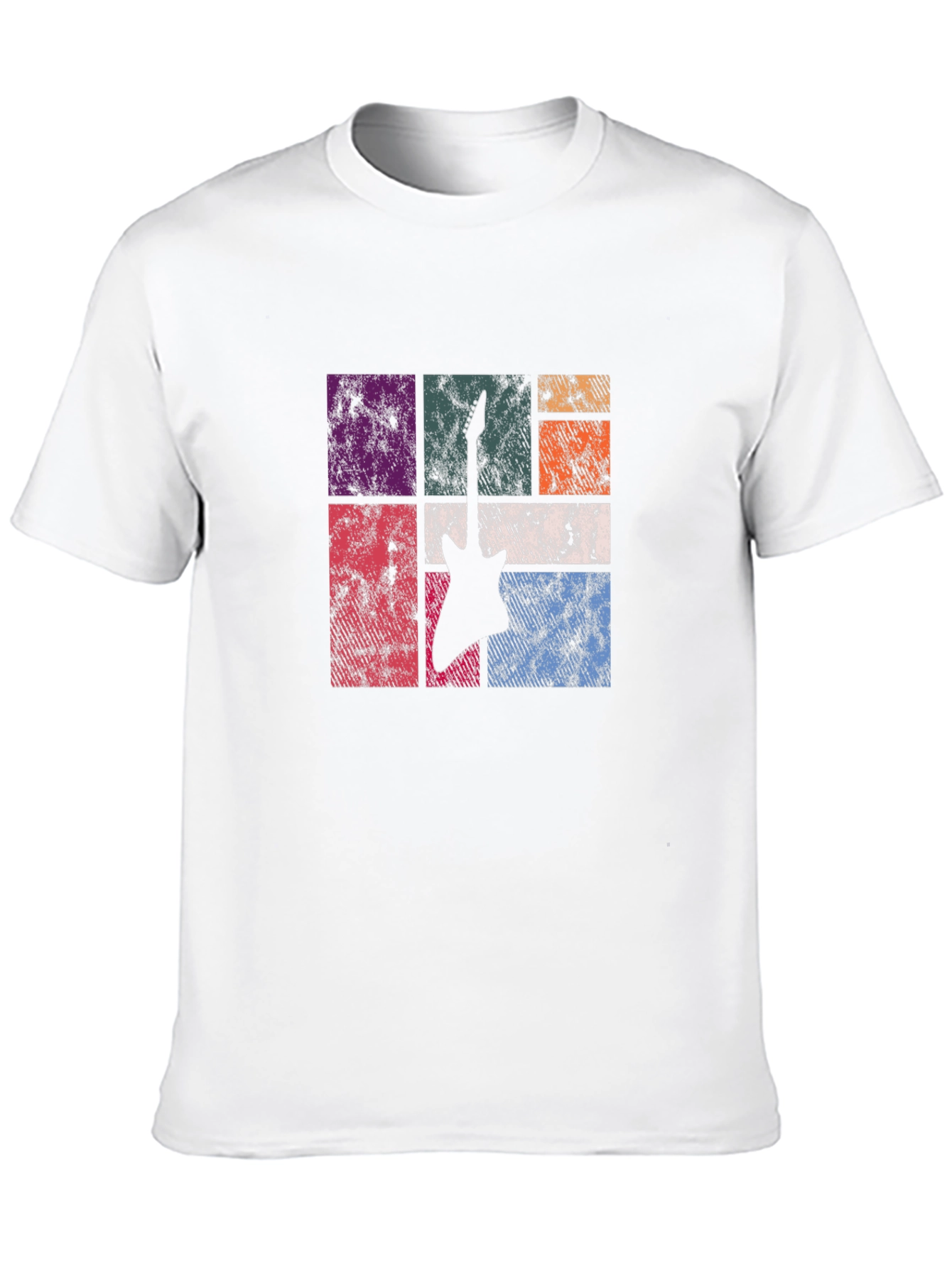Retro Guitar Graphic Tee - Black Cotton T-Shirt