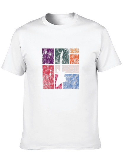 Retro Guitar Graphic Tee - Black Cotton T-Shirt