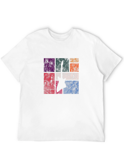 Retro Guitar Graphic Tee - Black Cotton T-Shirt