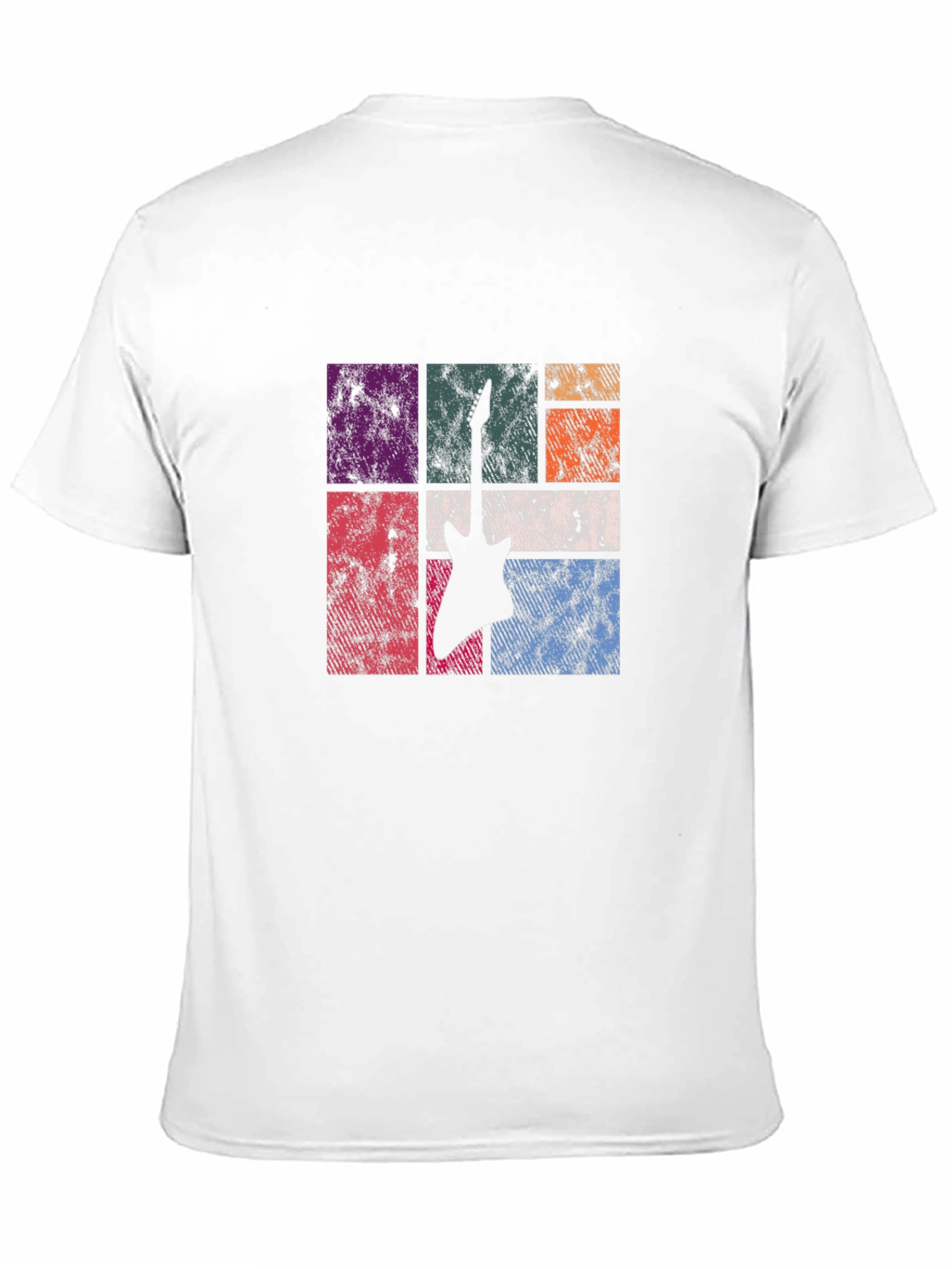 Retro Guitar Graphic Tee - Black Cotton T-Shirt
