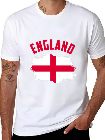 England Flag T-Shirt - Mens Black Cotton Tee