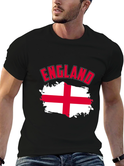 England Flag T-Shirt - Mens Black Cotton Tee