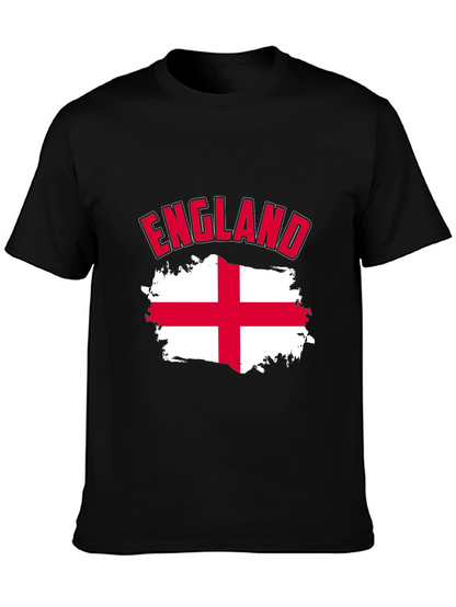 England Flag T-Shirt - Mens Black Cotton Tee