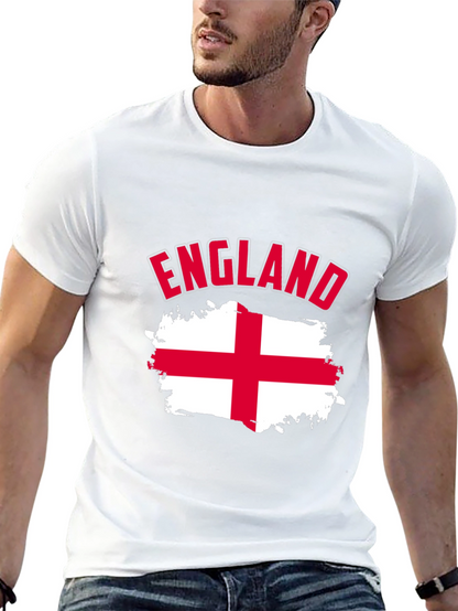 England Flag T-Shirt - Mens Black Cotton Tee