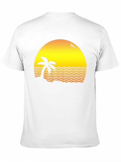 Sunset Palm Tee - Retro Beach Vibe