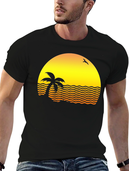Sunset Palm Tee - Retro Beach Vibe