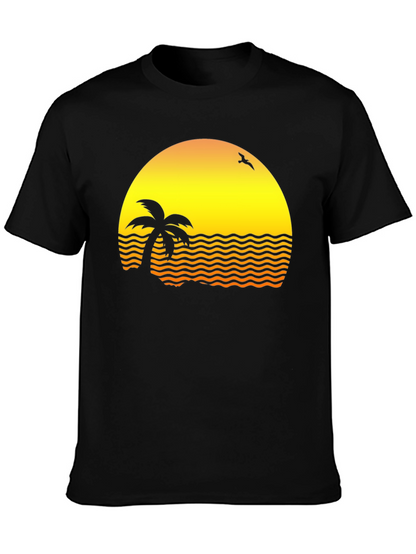 Sunset Palm Tee - Retro Beach Vibe