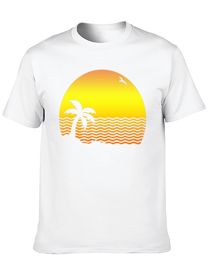Sunset Palm Tee - Retro Beach Vibe
