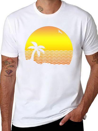 Sunset Palm Tee - Retro Beach Vibe