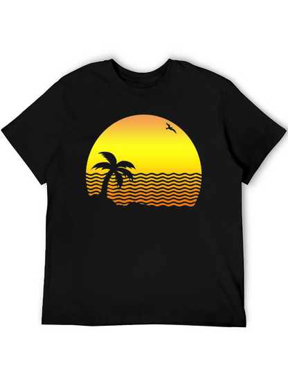 Sunset Palm Tee - Retro Beach Vibe