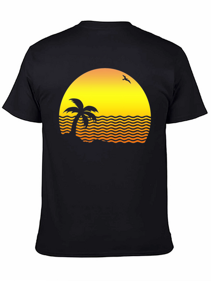 Sunset Palm Tee - Retro Beach Vibe