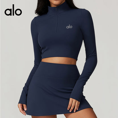 Alo Yoga Casual Long Sleeve Yoga Outfit, High Support Quick-Dry Fitness T-Shirt Set