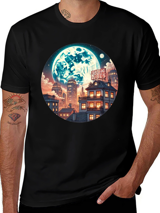 Sick Vibes Cityscape Moon Graphic Tee