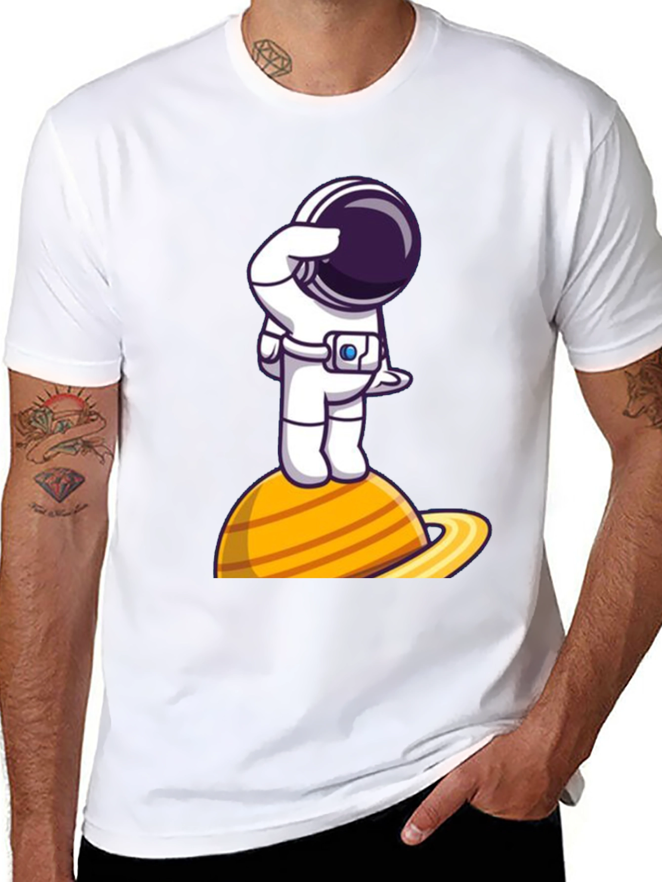 Astronaut on Saturn Graphic Tee