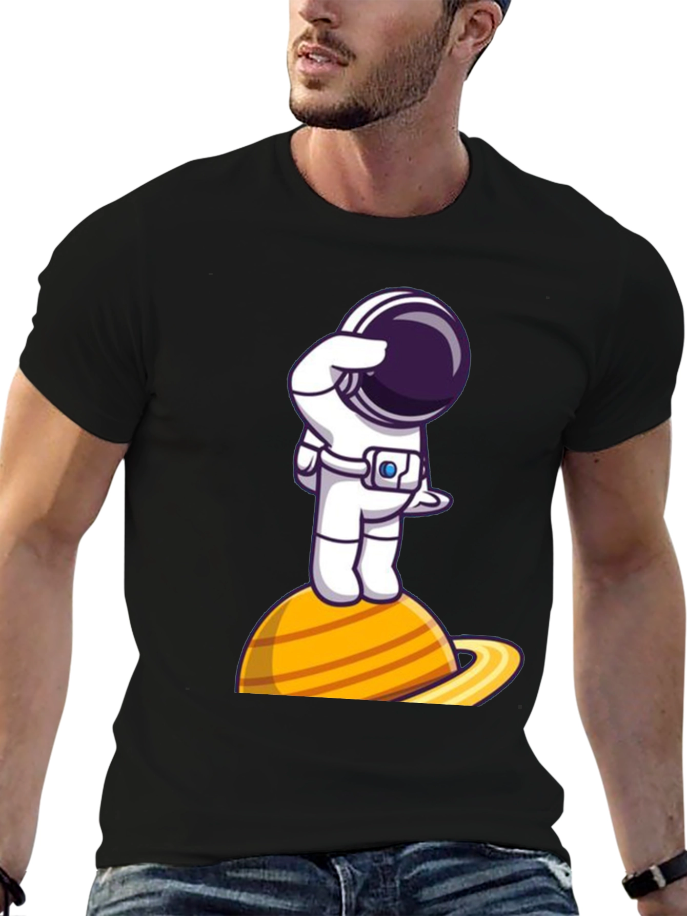 Astronaut on Saturn Graphic Tee
