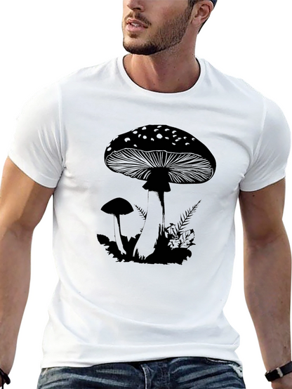 Mushroom Graphic T-Shirt - Black Casual Tee