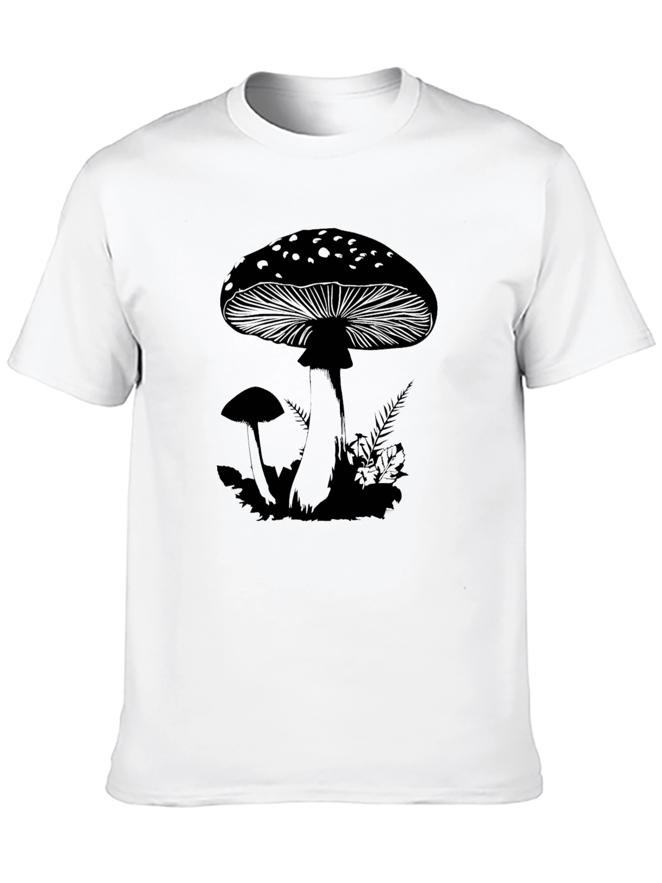 Mushroom Graphic T-Shirt - Black Casual Tee