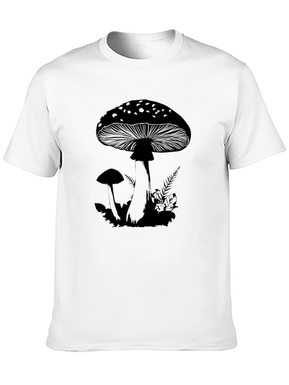 Mushroom Graphic T-Shirt - Black Casual Tee