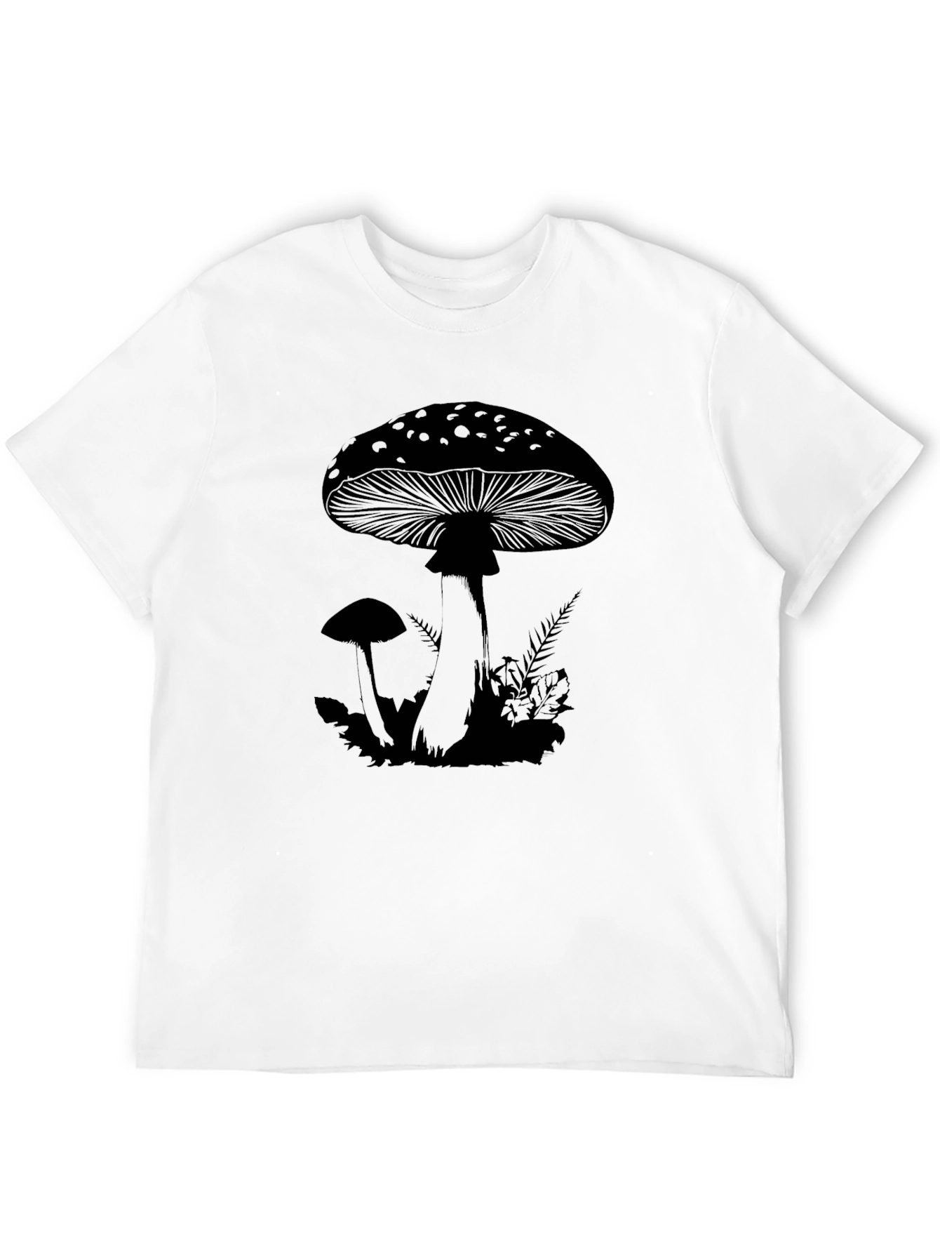 Mushroom Graphic T-Shirt - Black Casual Tee