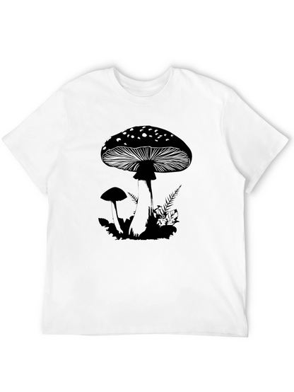 Mushroom Graphic T-Shirt - Black Casual Tee