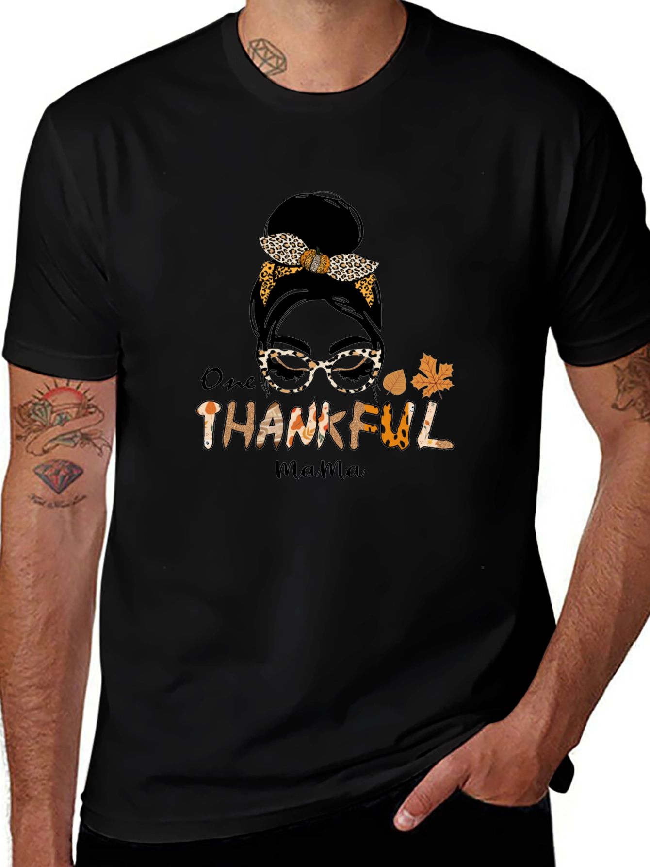 One Thankful Mama T-Shirt - Leopard Print