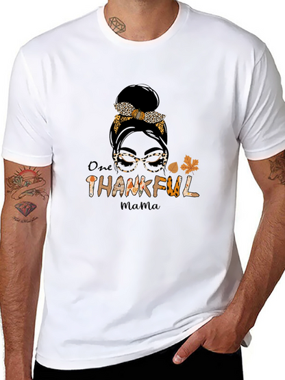 One Thankful Mama T-Shirt - Leopard Print