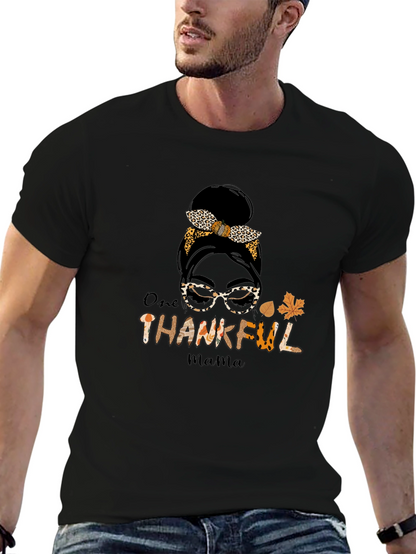 One Thankful Mama T-Shirt - Leopard Print