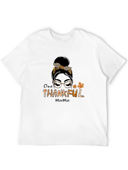 One Thankful Mama T-Shirt - Leopard Print