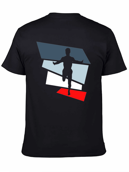 Mens Black Graphic Tee - Runner Design