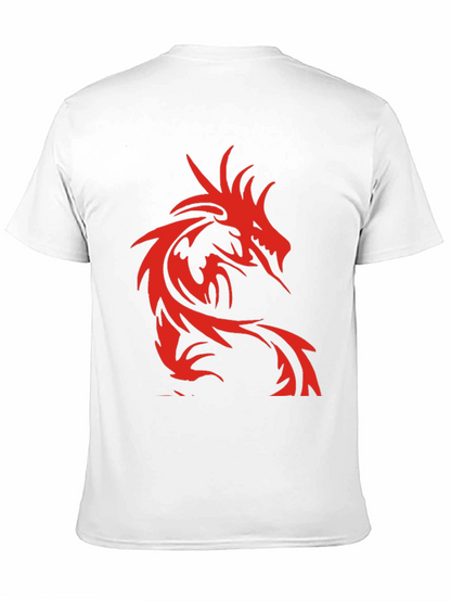 Mens Black T-Shirt with Red Dragon Design