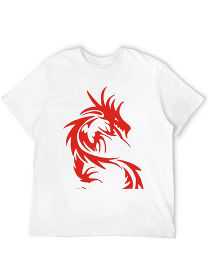 Mens Black T-Shirt with Red Dragon Design