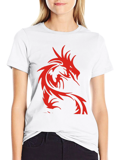 Mens Black T-Shirt with Red Dragon Design