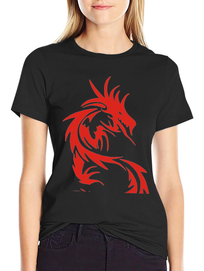 Mens Black T-Shirt with Red Dragon Design