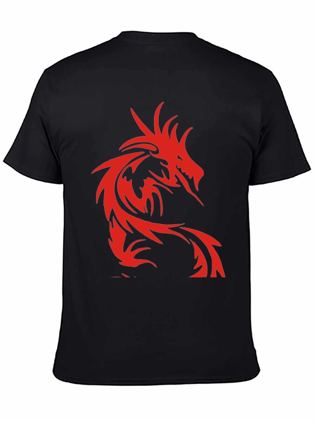 Mens Black T-Shirt with Red Dragon Design