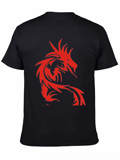 Mens Black T-Shirt with Red Dragon Design