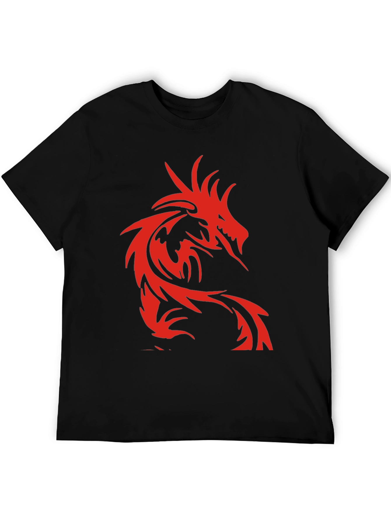 Mens Black T-Shirt with Red Dragon Design