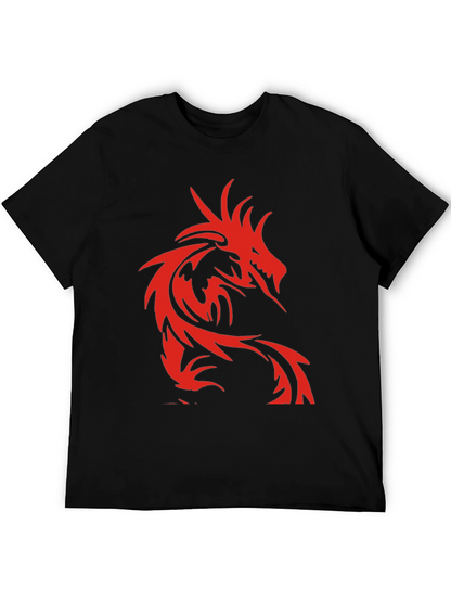 Mens Black T-Shirt with Red Dragon Design