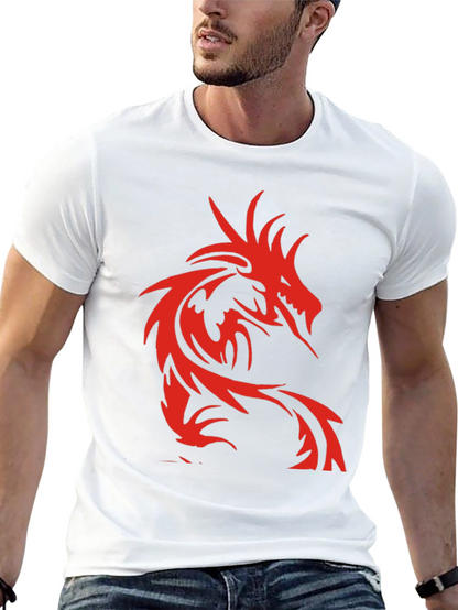 Mens Black T-Shirt with Red Dragon Design
