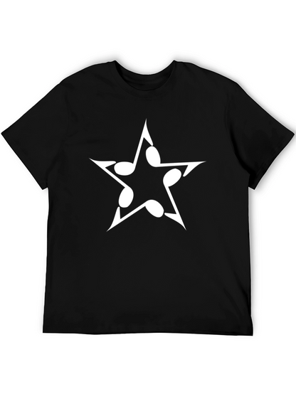 Musical Note Star Graphic Tee - Black